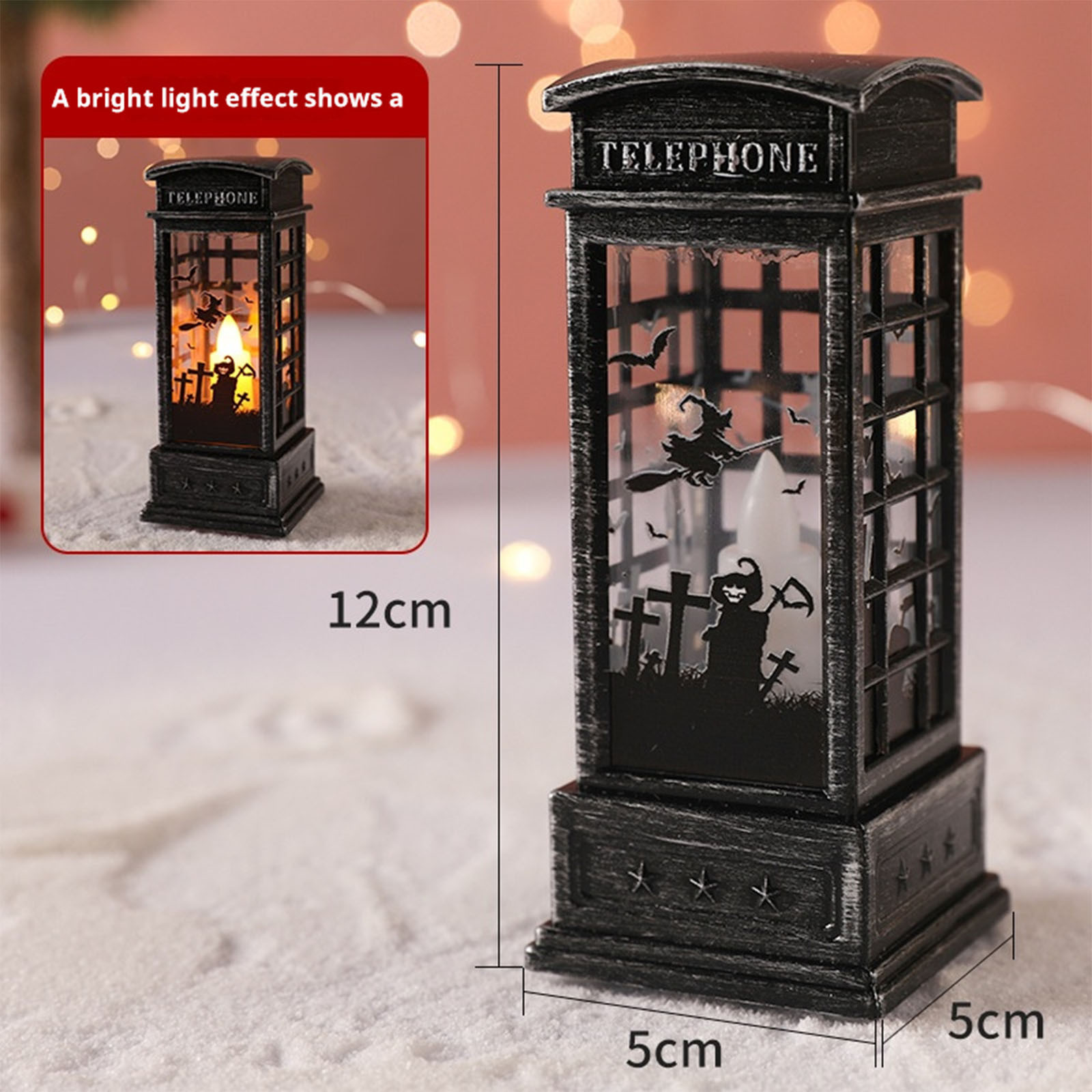 Nilvkv Halloween Lighting 2Pcs Halloween Phone Booth Electronic Candle Lights Haunted House Decoration Lantern Placement Ghost Festival Small Oil Lamp Decoration Prop Arrangement